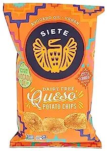 Amazon.com: Siete Family Foods Queso Potato Chips, 5.5 OZ Dairy Free Queso, Gluten Free Chips, Cooking Avocado, Best Vegan Cheese, Dairy Free Snacks, Cheese Chips, Kettle Chips, Kodiak Cakes, Organic Snacks