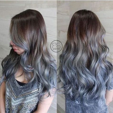 Blue Balayage, Teal Hair Color, Short Blue Hair, Brown Ombre Hair Color, Grey Ombre Hair, Blue Ombre Hair, Blond Ombre, Brown Ombre Hair, Smoky Blue