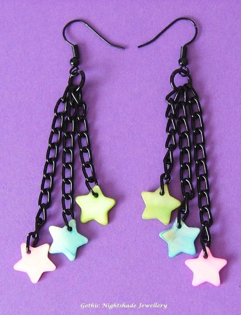 Pastel Goth Earrings, Emo Earrings, Grunge Kawaii, Pastel Goth Outfits, Pastel Punk, Goth Earrings, Goth Outfit, Goth Accessories, Kawaii Earrings