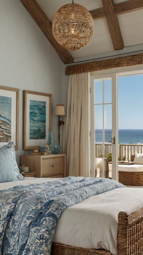 Costal Themed Bedrooms, Coastal Cozy Bedroom, Modern Beach Apartment, Coastal Grandmother Bedroom, Costal Bedroom, Coastal Bedroom Ideas, Coastal Ideas, Beach House Room, Beachy Bedroom