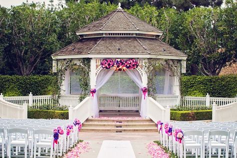 8 Ways to Decorate the Rose Court Garden Gazebo #gazebo Gazebo Wedding Ceremony, Gazebo Ceremony, Gazebo Wedding Decorations, Gazebo Decor, Wedding Pergola, Wedding Gazebo, Gazebo Decorations, Disneyland Wedding, Diy Gazebo