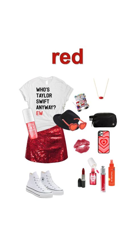 what i would wear to the eras tour as red 💋🎤 #outfitinspo #clothes #taylorswift #erastour Consert Outfits, Taylor Swift Halloween Costume, Gig Outfit, Taylor Swift Costume, Eras Tour Outfit, Taylor Outfits, Taylor Swift Tour Outfits, Swift Tour, Taylor Swift Cute