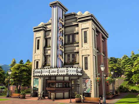 plumbobkingdom's Vintage Movie Theatre (Lounge) Sims 4 Cinema Cc, Sims 4 Movie Theater Cc, Sims 4 Movie Theater, Sims Movie Theater, Ts4 Movie Theater, Ts4 Cc Movie Posters, Retro Cinema Theatre, Vintage Movie Theater, Witch House