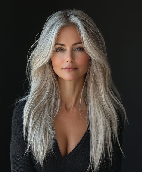 🌸 hairstyles-for-women-over-40: Stylish Long Wedge Hairstyles Look Yolanda Hadid Hair, Older Women Long Hair, Hair Color For Over 50, Long Hair Over 60 Aging Gracefully, Blond Haircolor, Long Grey Hair, Long Hair Older Women, Silver Haired Beauties, Wedge Hairstyles