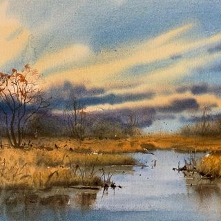 Javid Tabatabaei (@javid_watercolor) • Instagram photos and videos Javid Tabatabaei, Waterscape Paintings, Painting Skies, Draw Landscape, Watercolor Landscape Tutorial, Paint Landscape, Watercolor Videos, Landscape Painting Tutorial, Art Tutorials Watercolor