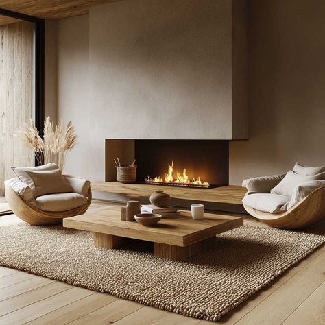 5+ Scandinavian Fireplace Furniture Ideas for a Hygge Home • 333k+ Inspiring Lifestyle Ideas Bio Fireplace Living Rooms, Japandi Fireplace Design, Wabi Sabi Fireplace, Japandi Fireplace, Scandinavian Fireplace Ideas, Fireplace Architecture, Midcentury Modern Fireplace, Living Room Ideas Scandinavian, Scandinavian Fireplace