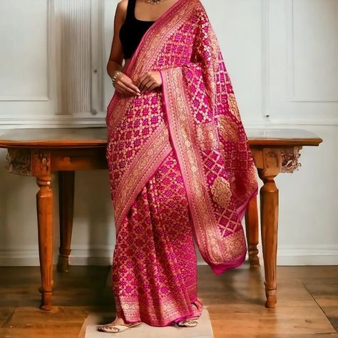 The rich heritage of India with this exquisite Banarasi Bandhani Saree made from soft georgette silk. | Shop At 👇| https://khatribandhani.com/product-category/sarees/banarasi-saree/ Call | Whatsapp +91 88490 66281 @khatribandhani Authentic Products.., Complete Handy! Each drape tells a story of craftsmanship and culture, perfect for any special occasion. 🌸✨ #kutchbandhani #khatribandhani #bandhani #bandhej #banarasi #silk #georgettesilk #georgette #handy #handmadesaree #bandhanisarees #... Banarasi Bandhani Saree, Sarees Banarasi, Bandhani Saree, December 2024, Banarasi Saree, Banarasi Sarees, Call Whatsapp, Special Occasion, Saree