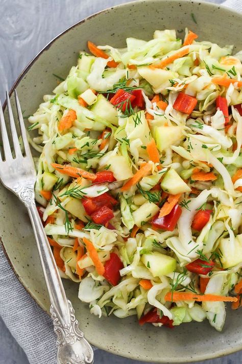 This healthy cabbage salad is budget-friendly, delicious, and chock-full of healthy nutrients. Perfect to make a big batch and enjoy for a couple of days. Healthy Cabbage Salad, Healthy Cabbage, Cabbage Recipes Healthy, Raw Cabbage, Cabbage Salad Recipes, Kale Salad Recipes, Vegetarian Cabbage, Cabbage Salad, Coleslaw Recipe