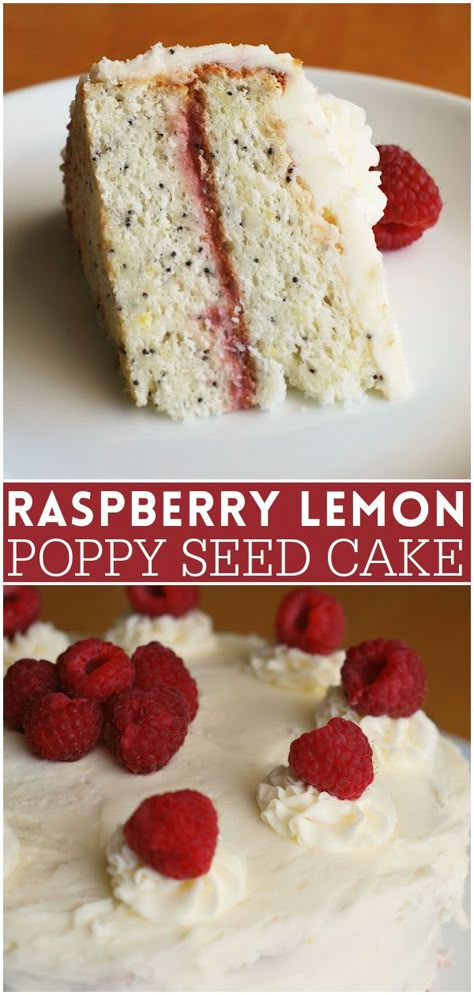 Raspberry Curd, Fake Ginger, Lemon Poppy Seed Cake, Poppyseed Cake, Curd Filling, Lemon Poppyseed Cake, Lemon Frosting, Summer Cake, Seed Cake