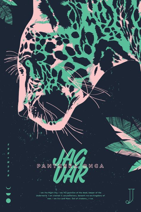 Jaguar by Jonathan Violassi |  Type Hike's new series, Alphabeast, focuses on 26 endangered creatures of North America. All proceeds from this series directly benefit Defenders of Wildlife. Jaguar Type, Posca Art, Graphic Poster Art, Animal Graphic, Animal Posters, Graphic Design Poster, Wildlife Art, 로고 디자인, Graphic Poster