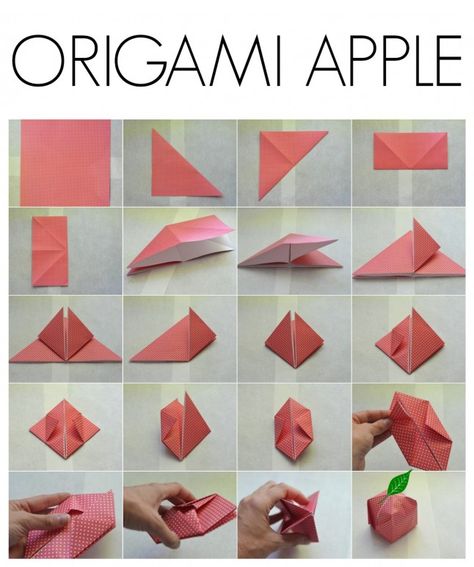 origami apple Origami Apple, Origami Human, Apple Paper, Diy Apple, Apple Craft, Paper Wall Hanging, Craft Day, Diy Origami, Fun Easy Crafts