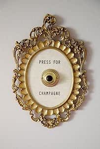 Okuorze Press for Champagne Button, Press for Champagne Framed Vintage Button,Champagne Themed Decor Wall Plaque Ornament Gift for Party Christmas Home Bedroom Hotel, Gold Press For Champagne Button, Champagne Button, Press For Champagne, Door Ring, European Style Homes, Ring Bell, Bell Button, Door Bell, Vintage Champagne