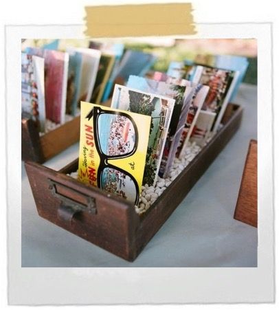 COLLECTING POSTCARDS (and what to do with them) - Sister's Folly Display Postcards, Travel Photos Display, Postcard Display, Party Seating, Honeymoon Locations, Card Catalog, Travel Postcard, Craft Show Displays, Wedding Abroad