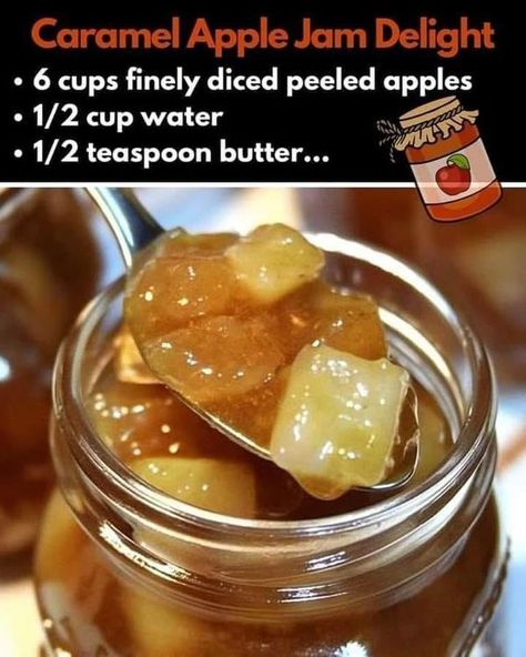 Grandma's Old Time Canning Recipes | 🍂🍎 Fall in Love with Homemade Caramel Apple Jam | Facebook Caramel Apple Pie Jam, Apple Canning Recipes, Caramel Apple Jam Recipe, Caramel Apple Jam, Apple Jam Recipe, Homemade Caramel Apple, Apple Pie Jam, Caramel Apples Homemade, Apple Jam