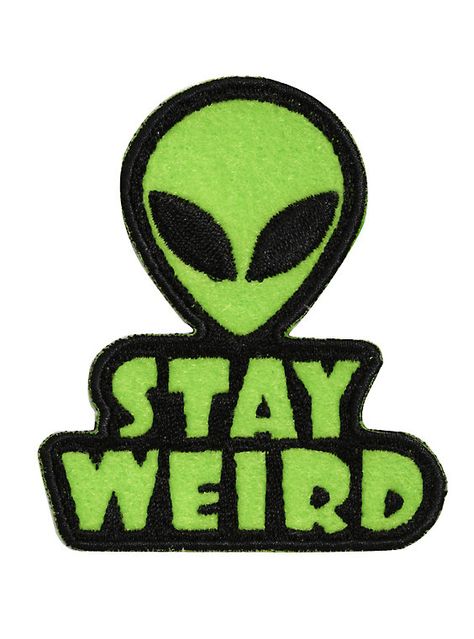 Alien Stay Weird Iron-On Patch, Alien Patch, Alien Patterns, Alien Aesthetic, Patch Collection, Green Alien, Easy Doodles, Doodles Drawings, Sleeve Ideas, Birthday Stuff