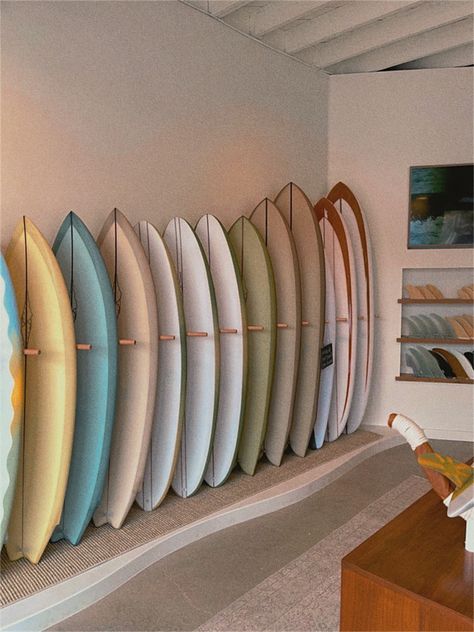 Surf Storage, Surf Storage Room, Wall Surfboard, Almond Surfboards, Surfboard Bike Rack, Surf Board Rack, Surfer Girl Aesthetic, Surfboard Storage, Surf Rack