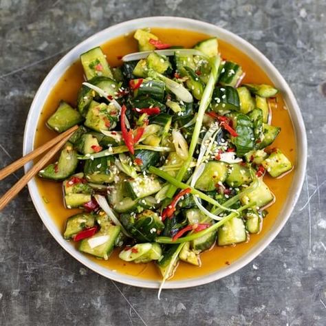 Smashed Cucumber, Smashed Cucumber Salad, Cucumber Salad Recipe, Mini Cucumbers, Cucumber Juice, Vegan Bbq, Cucumber Recipes Salad, Toasted Sesame Seeds, Cucumber Salad