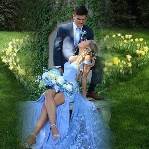 Dresses With Train, Blue Lace Prom Dress, Blue Long Prom Dress, Prom Couples, Ellie Wilde, Lace Prom Dress, Long Prom Dresses, Dress Prom, Long Prom Dress