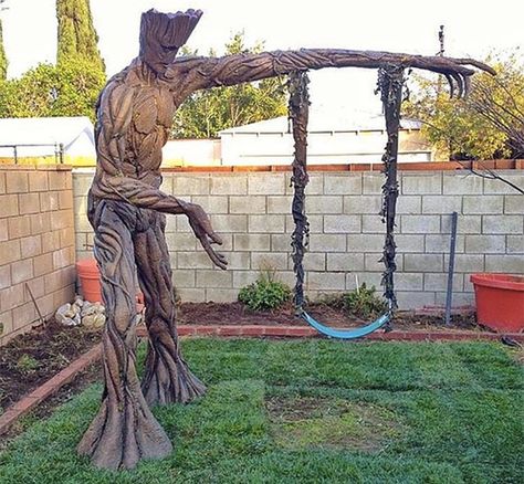 I Am Groot, Charcoal Drawings, Tree Swing, Deco Originale, Ms Marvel, Cool Ideas, Decor Minimalist, Swing Set, Cool Stuff