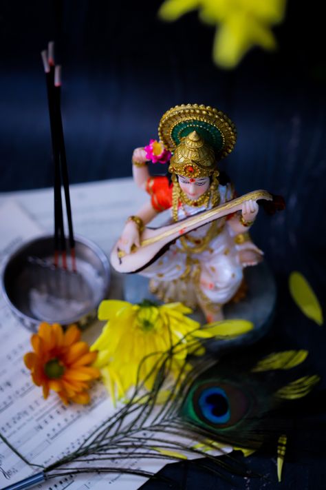 Hindu goddess of knowledge, wisdom, art, music and creativity. Saraswati Aesthetic, Saraswati Painting, Happy Holi Video, Wisdom Art, Goddess Of Knowledge, Cute Wallpapers For Android, Maa Saraswati, Happy Diwali Wallpapers, Happy Independence Day Images