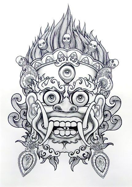 Chinese lion or Imperial guardian tattoo design. Chinese Demon Tattoo, Chinese Lion Tattoo, Chinese Demon, Guardian Tattoo, Tato Mandala, Demon Mask, Chinese Lion, Kunst Tattoos, Lion Drawing