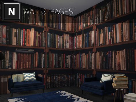 Dark Bookshelves, Sims 4 Tsr, Old Bookcase, Sims 4 Downloads, Book Wall, Dark Wall, Sims Community, Sims 4 Houses, Sims 4 Cc