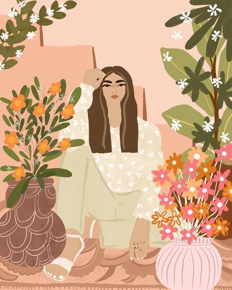 Parul Khanna  ☾✨ on Instagram: “The Lady and her plants are back 🌱 Back after a much needed break 😊 I took almost two weeks off and now I’m back with so so sooo much to…” Cool Wallpapers Art, Much Needed, Art Minimalist, Painting Art Projects, The Lady, Minimalist Wall Art, Cool Wallpaper, Painting Art, Love Art