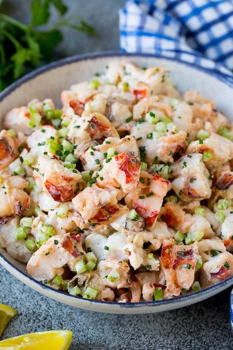 Lobster Salad Lobster Bowl, Nutritional Recipes, Frozen Lobster, Sea Food Salad Recipes, Lobster Dishes, Lobster Salad, Fresh Lobster, Lobster Tail, Creamy Dressing