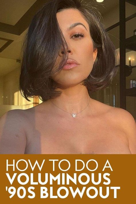 Bouncy Voluminous Hair, How To Do A Blowout On Yourself Short Hair, 90s Supermodel Hair Tutorial, Blowout Professor, Bouncy Blowout Short Hair, Voluminous Bob Haircut, 90s Bob Blowout, Short Hair Blowout Tutorial, How To Blowout Short Hair