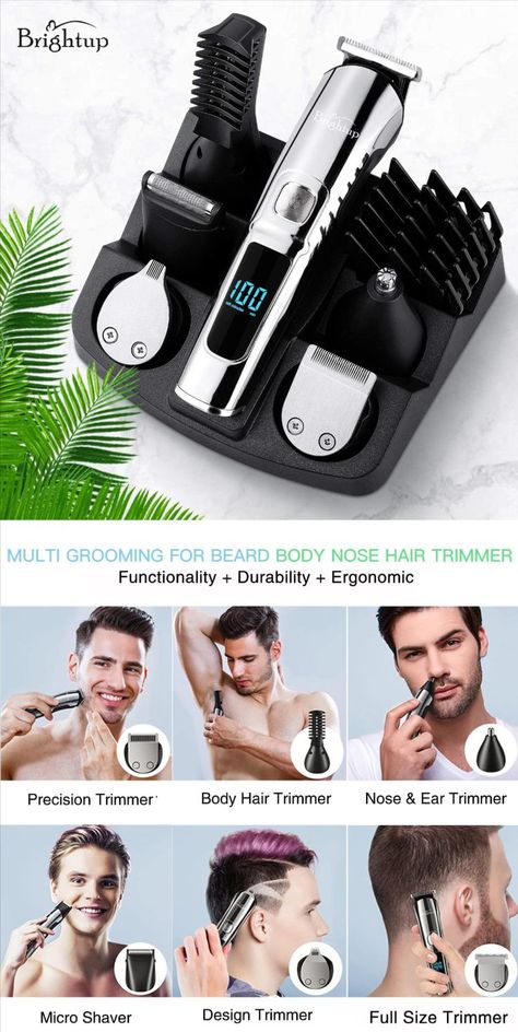 Brightup Beard Trimmer for Men, Hair Clippers & Hair Trimmer, IPX7 Waterproof Mustache Body Nose Ear Facial Shaver, Electric Razor All in 1 Beard Kit, Gifts for Men, USB Rechargeable & LED Display Best Trimmer For Men, Best Trimmer, Best Electric Shaver, Shaver For Men, Beard Kit, Mens Grooming Kit, Best Hair Care Products, Organic Hair Care, Beard Trimmer