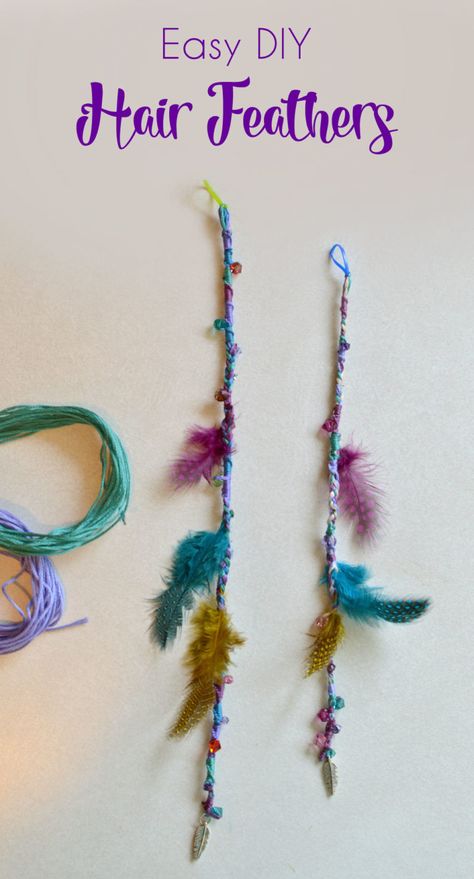 Diy Seed Bead Hair Clip, How To Make Feather Hair Extensions, Diy Feather Hair Extensions, Diy Hair Feather Extension, Diy Feather Hair Accessories, Hair Accessories Crafts, Diy Pirate Hair Beads, How To Make Clip In Hair Wraps, Festival Hair Accessories Diy