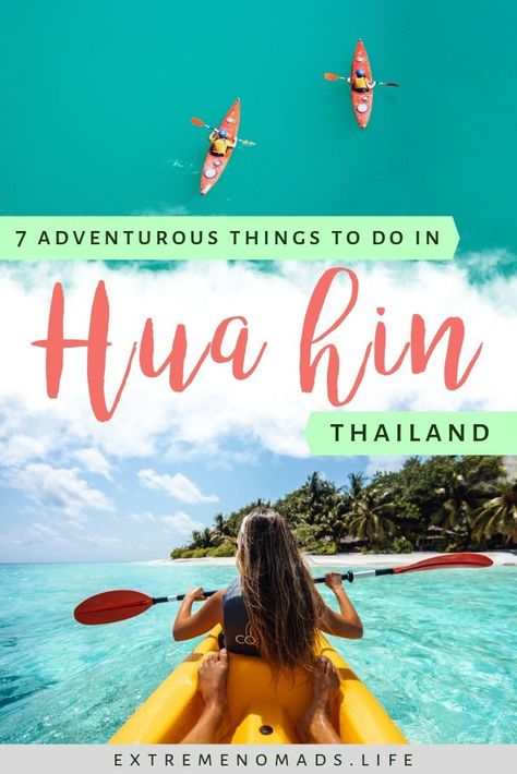 Adventurous things to do in Hua Hin, Thailand: We spent over a decade combined living next door to Hua Hin, so we've compiled the best list of outdoor adventures and exciting things to do in Hua Hin -- like zip lining, paddle boarding, surfing, hiking, and visiting the local adventure parks! We tell you where to find the best beaches for each activity, as well as hotels to stay in nearby. Use this guide to help you plan your upcoming Thailand travels! #travel #thailand #adventure Adventure Parks, Hua Hin Thailand, Adventurous Things To Do, Thailand Adventure, Thailand Travel Tips, Thailand Travel Guide, Visit Asia, Backpacking Asia, Zip Lining