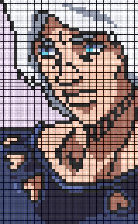 Stone Ocean Weather Report, Crochet Grid, Portrait Face, Beads Patterns, Stone Ocean, Diy Perler Beads, Scene Emo, Weather Report, Sparrows