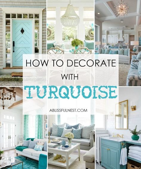 Living Room Turquoise, Coastal Farmhouse Decor, Turquoise Decor, Beach House Style, Beach Cottage Decor, Beach House Interior, Easy Home Decor, Florida Home, How To Decorate