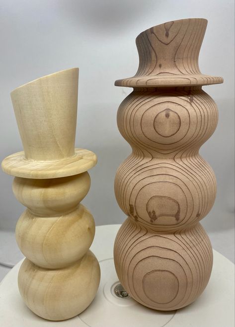 Lathe Projects Woodturning Ideas, Wood Turned Toys, Wood Turning Ideas, Wood Turned Snowmen, Wood Lathe Projects, Turned Wood Christmas Tree, Small Wood Turned Items, Turned Wooden Snowmen, Turned Christmas Ornaments