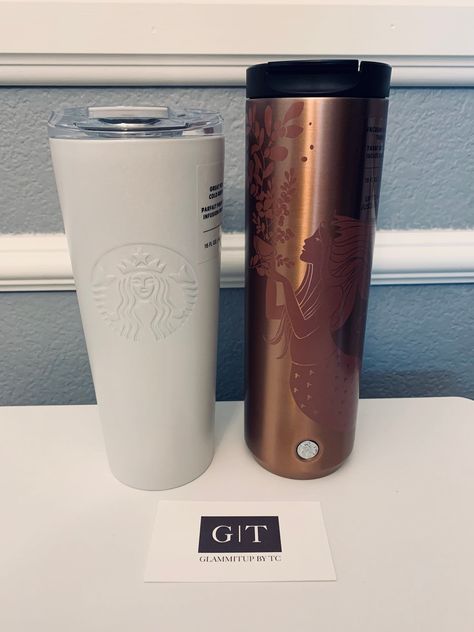 Starbucks Stainless Steel Tumbler, White Tumbler, Trendy Water Bottles, Gold Mermaid, Tumbler Personalized, Handmade Brand, Starbucks Tumbler, Aesthetic Vibes, Personalized Tumbler