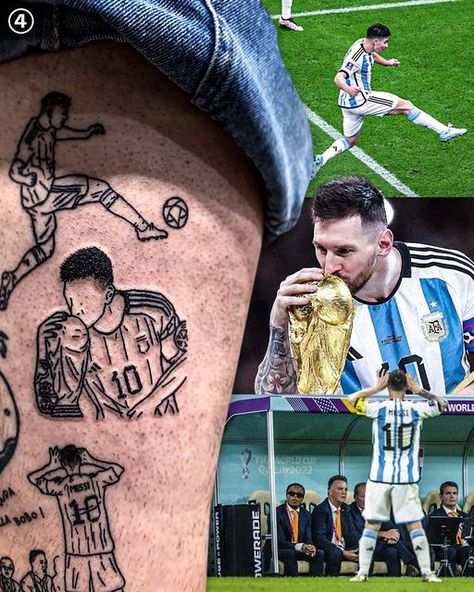 433 on Instagram: "Completed the tattoo game 🤩🇦🇷 @boris.gibaut @nicomelana" Argentina World Cup Tattoo, World Cup Tattoo, Messi Tattoo, Messi World Cup, Cup Tattoo, Argentina World Cup, Messi Fans, Gaming Tattoo, Leg Tattoo Men