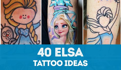 Here is a huge list of ideas for Elsa tattoo designs. Get inspired! This famous princess has become a popular tattoo theme for Disney fans. Elsa Tattoo Ideas, Elsa Tattoo Frozen, Frozen Tattoo Disney, Elsa Tattoo, Frozen Tattoo, Elsa Cartoon, Jasmine Tattoo, Famous Princesses, Tattoo Themes