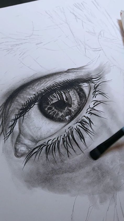 Detailed Eye Drawing | Charcoal | One of the hardest parts.. we soldier on.. trusting the process #arttips #paintingvideo #arttutorial #creativeprocessrevealed #drawingprocess... | By Feli the Artist | Facebook Detailed Eye Drawing, Hardest Drawing, Trusting The Process, Hard Drawings, Drawing Charcoal, Drawing Process, Us Soldiers, Hard Part, Painting Videos