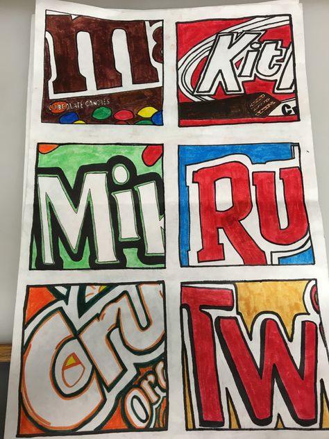 Middle School Pop Art, Pop Art Projects High School, Pop Art Candy Paintings, Pop Art Lessons For Elementary, Middle School Art Projects Easy, Pop Art Projects, Candy Pop Art, Pop Art Candy, Ks3 Art