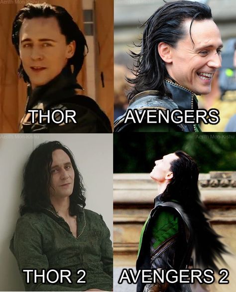 Thor 2 inspired - Loki's hair evolution + GIF link by Stephanie-dono on deviantART Loki Hair, Don't Expect Too Much, Loki Funny, Loki Whispers, Thor And Loki, Thor 2, Hair Evolution, Best Marvel Characters, Avengers 2