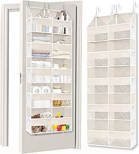 Over the Door Organizer 5 Tiers,Extra Large Behind Door Storage of 10 Compartments,50 lbs Weight Capacity Over the Door Storage, Door Hanging Organizer for Closet, Diaper Organizer, Toy Storage, Beige Behind Door Storage, Over The Door Storage, Closet Door Storage, Door Hanging Organizer, Diaper Organizer, Storage Door, Organizer For Closet, Apt Decor, Over The Door Organizer