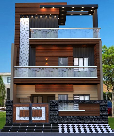 #Modern_Elevation #Front_Elevation #House Duplex Elevation, Elevation House, Antique Door Knockers, Modern Elevation, Front Balcony, Small House Elevation, Small House Elevation Design, Duplex House Design, Elevation Design