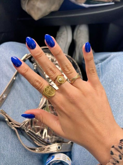 Skincare Accessories, Royal Blue Nails, Wide Nails, Nails Yellow, Blue Acrylic Nails, Summery Nails, Aesthetic Lifestyle, Blue Nail, Accessories Bag