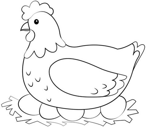 Chicken Cutout Template, Hen Coloring Page, Hen Template Free Printable, Chicken Clip Art Free Printable, Printable Chicken Template, Chicken Stencil Free Printable, Chicken Preschool Craft, Farm Animal Templates, Chicken Printables Free