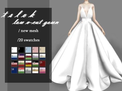 tslok Low V-Cut Gown Sims 4 Wedding Dress, Lotes The Sims 4, Die Sims 4, Pelo Sims, Sims 4 Game Mods, Sims 4 Cc Folder, Sims 4 Gameplay, Sims 4 Dresses, Sims 4 Toddler