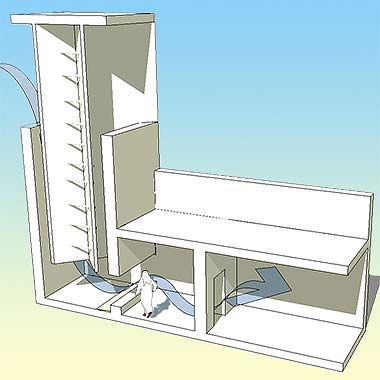 Wind Catcher Architecture, Wind Tower, Passive House Design, Minimalist Furniture Design, Wind Catcher, Passive Solar Design, System Architecture, Passive Design, Dome House