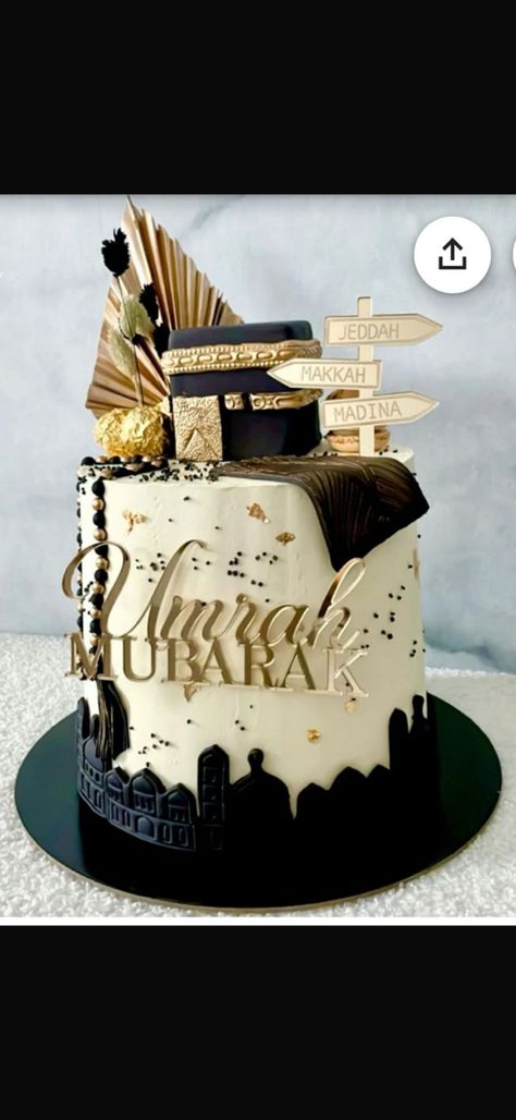 Umrah Mubarak Decorations, Umrah Mubarak Cake, Elegant Cake Topper, Umrah Mubarak, Elegant Cake, Creative Cake Decorating, Diary Decoration, Cling Film, Elegant Cakes