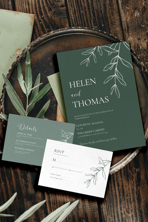 Introducing our Simple Sage Wedding Invitation Suite, the perfect choice for a boho wedding with a modern minimalist style. Each invitation features a beautifully crafted and simple botanical art design, creating an elegant and serene atmosphere. With our editable Canva template, you have the flexibility to personalize every detail to match your vision. The suite includes RSVP and details cards, making it easy for your guests to respond and stay informed. Simple Sage Green Wedding, Sage Invitation, Green Invitation, Wedding Minimalist, Greenery Invitation, Green Invitations, Minimalist Invitation, Wildflower Wedding Invitations, Canva Wedding