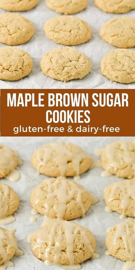 These gluten-free maple brown sugar cookies are soft and chewy and with the drizzle of maple icing, they are perfect. I’m going to say they are THE BEST brown sugar cookies ever! Maple Brown Sugar Cookies, Gluten Free Dairy Free Cookies, Brown Sugar Cookie Recipe, Maple Icing, Maple Cookies, Gf Cookies, Brown Sugar Cookies, Maple Brown, Dairy Free Diet